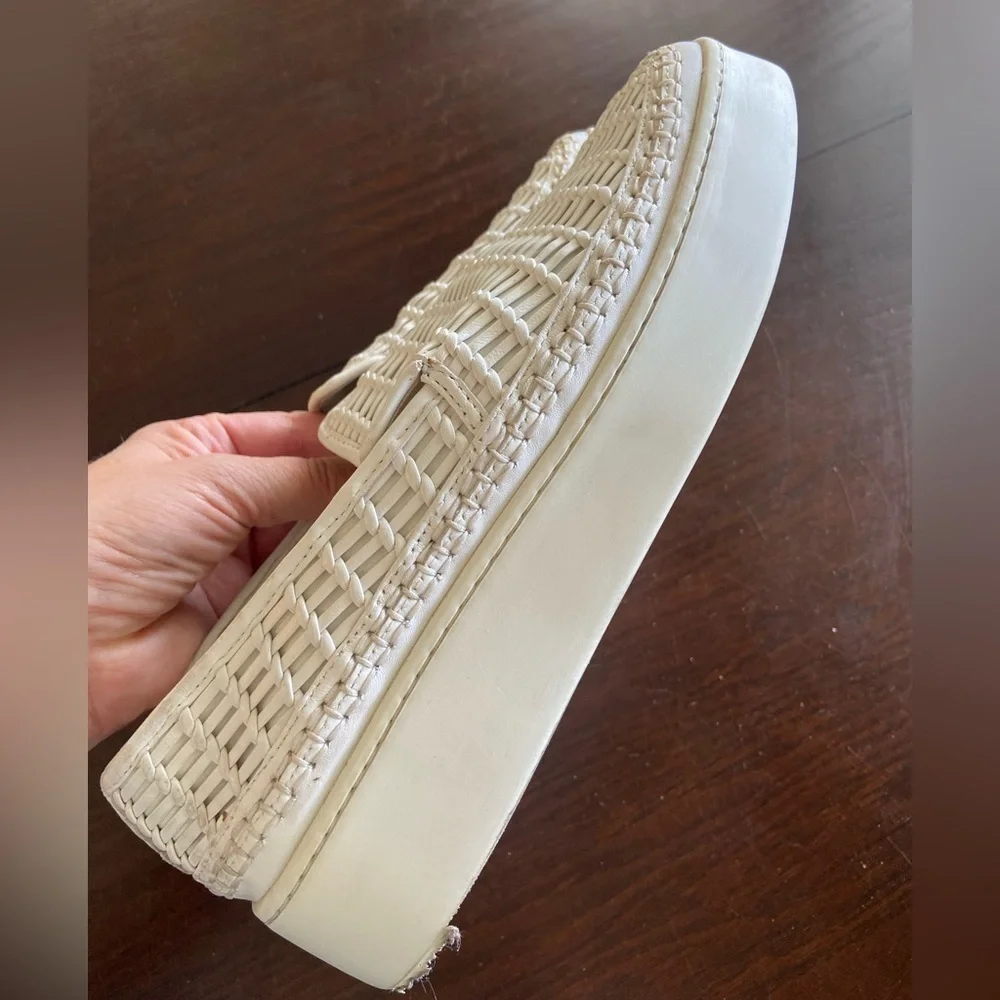 Vince Cream Woven Platform Slip-On Sneakers